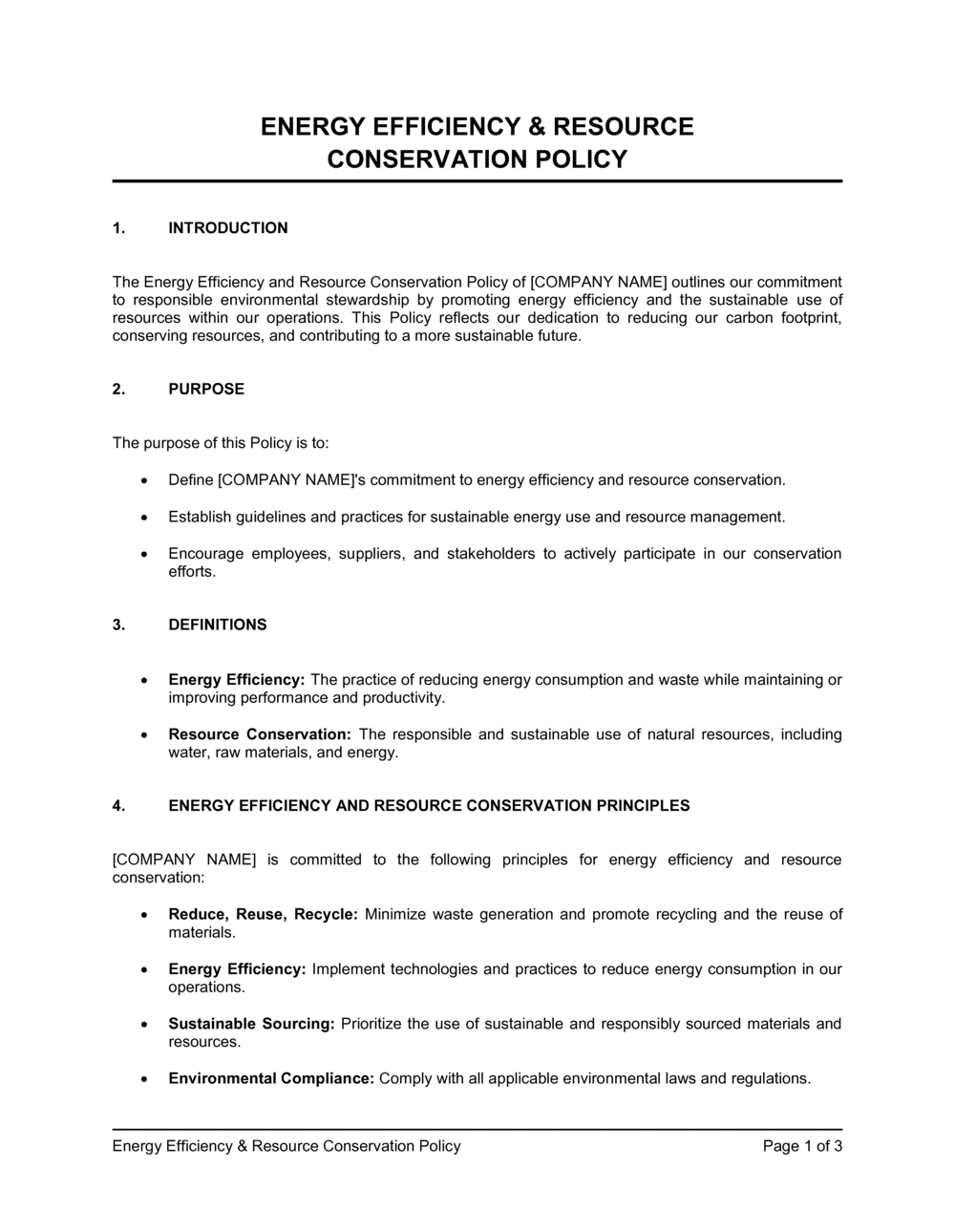 Business-in-a-Box's Energy Efficiency and Resource Conservation Policy Template