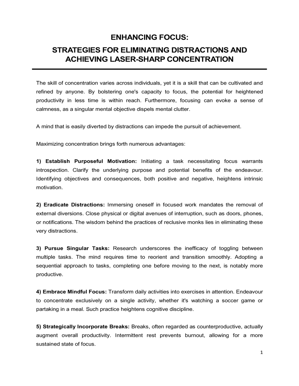 Business-in-a-Box's Enhancing Focus Strategies For Eliminating Distractions Template