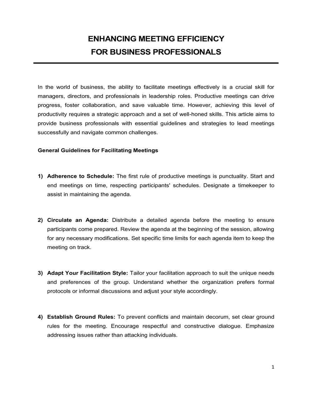 Business-in-a-Box's Enhancing Meeting Efficiency For Business Professionals Template