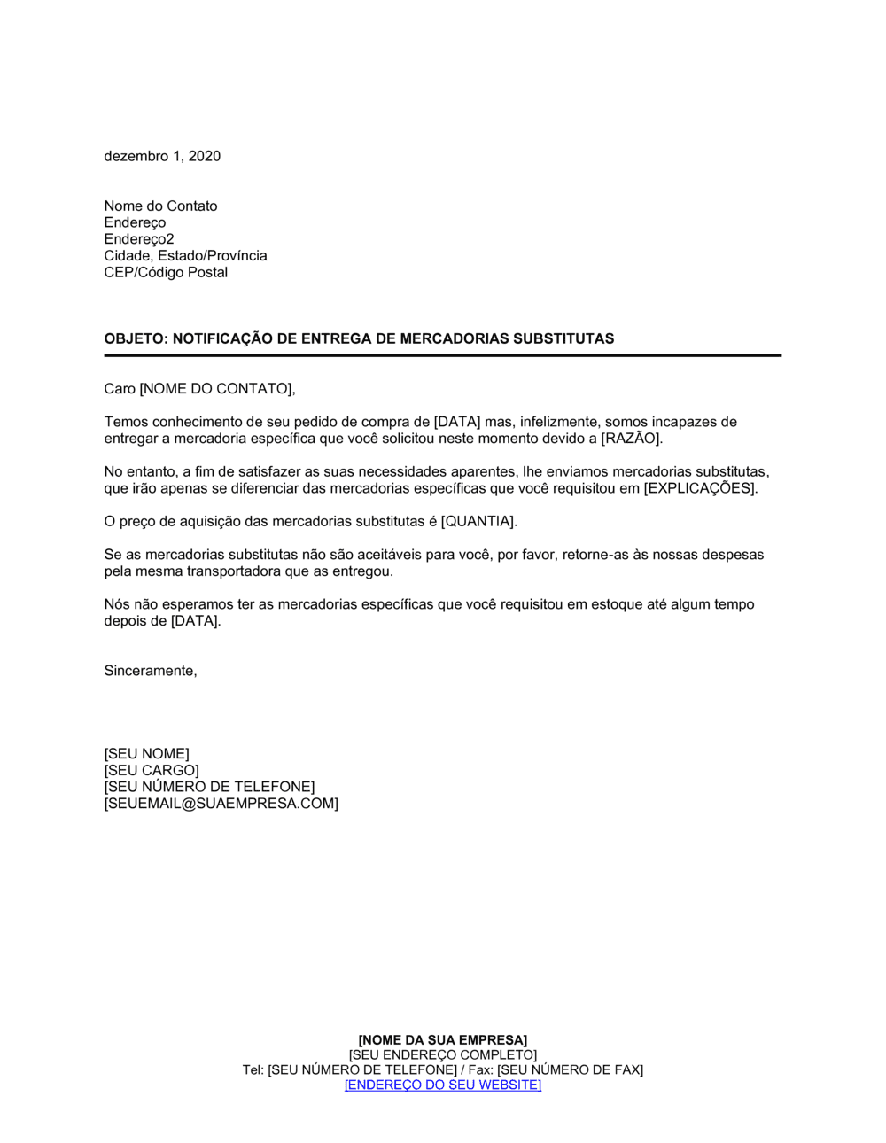 Business-in-a-Box's Entrega de Bens Substituídos