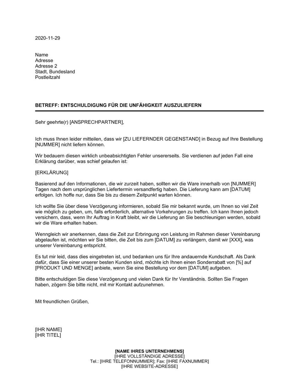 Business-in-a-Box's Entschuldigung für die Unfähigkeit auszuliefern