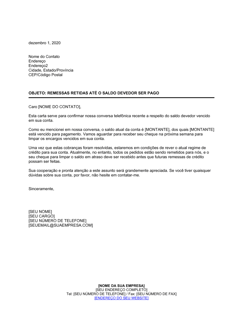 Business-in-a-Box's Envios Retidos Até Pagamentos da Dívida