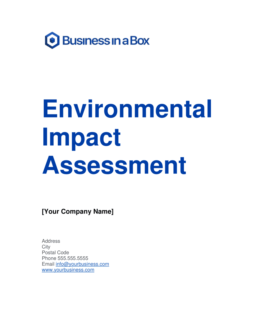 Business-in-a-Box's Environmental Impact Assessment Template