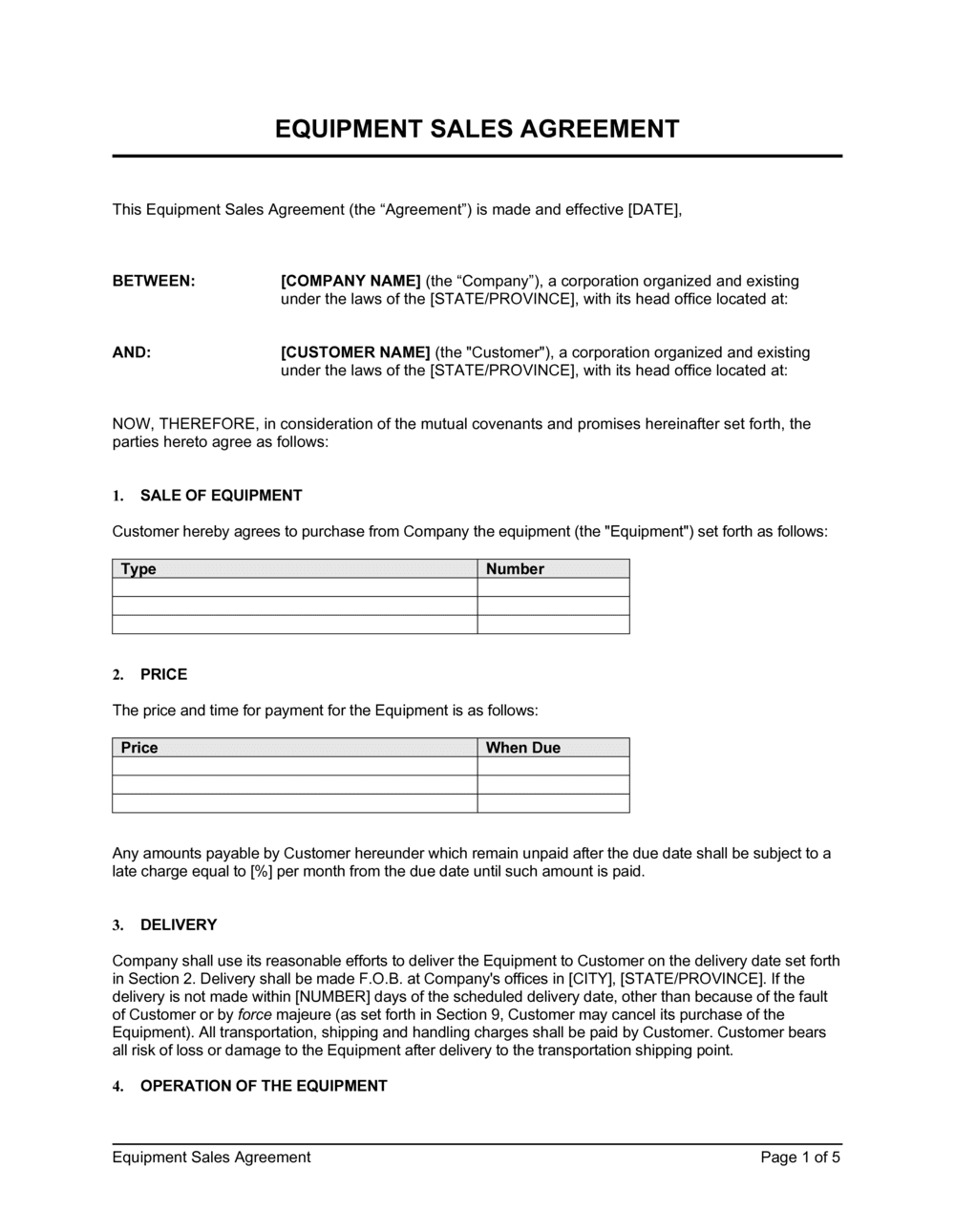 Equipment Sales Agreement Template  by Business-in-a-Box™ Within Sale Of Business Contract Template Free