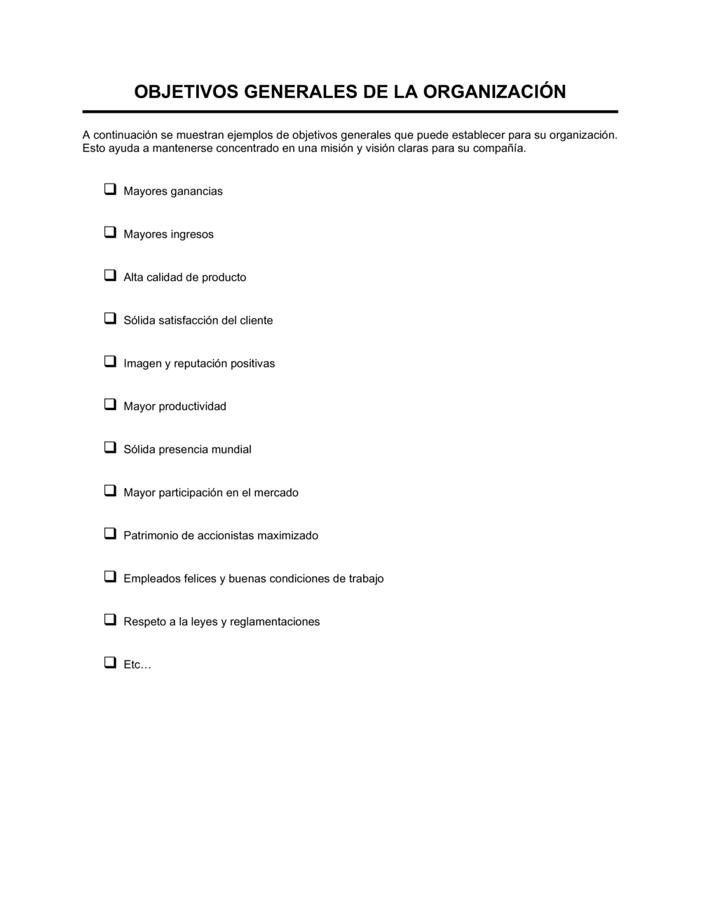 Business-in-a-Box's Establecimiento de objetivos amplios