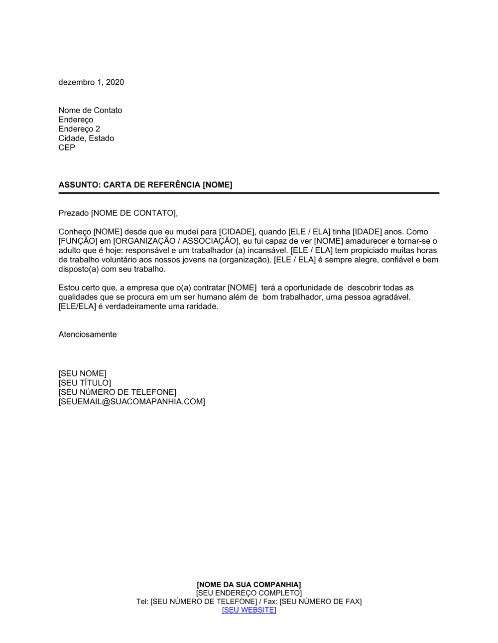 Business-in-a-Box's Estou Mais Contente em Escrever uma Referência Pessoal