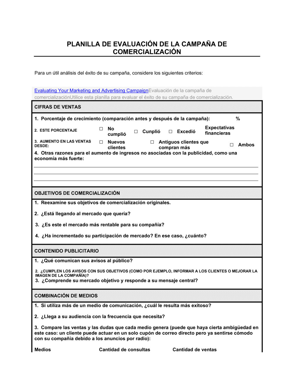 Business-in-a-Box's Evaluación de la campaña de comercialización