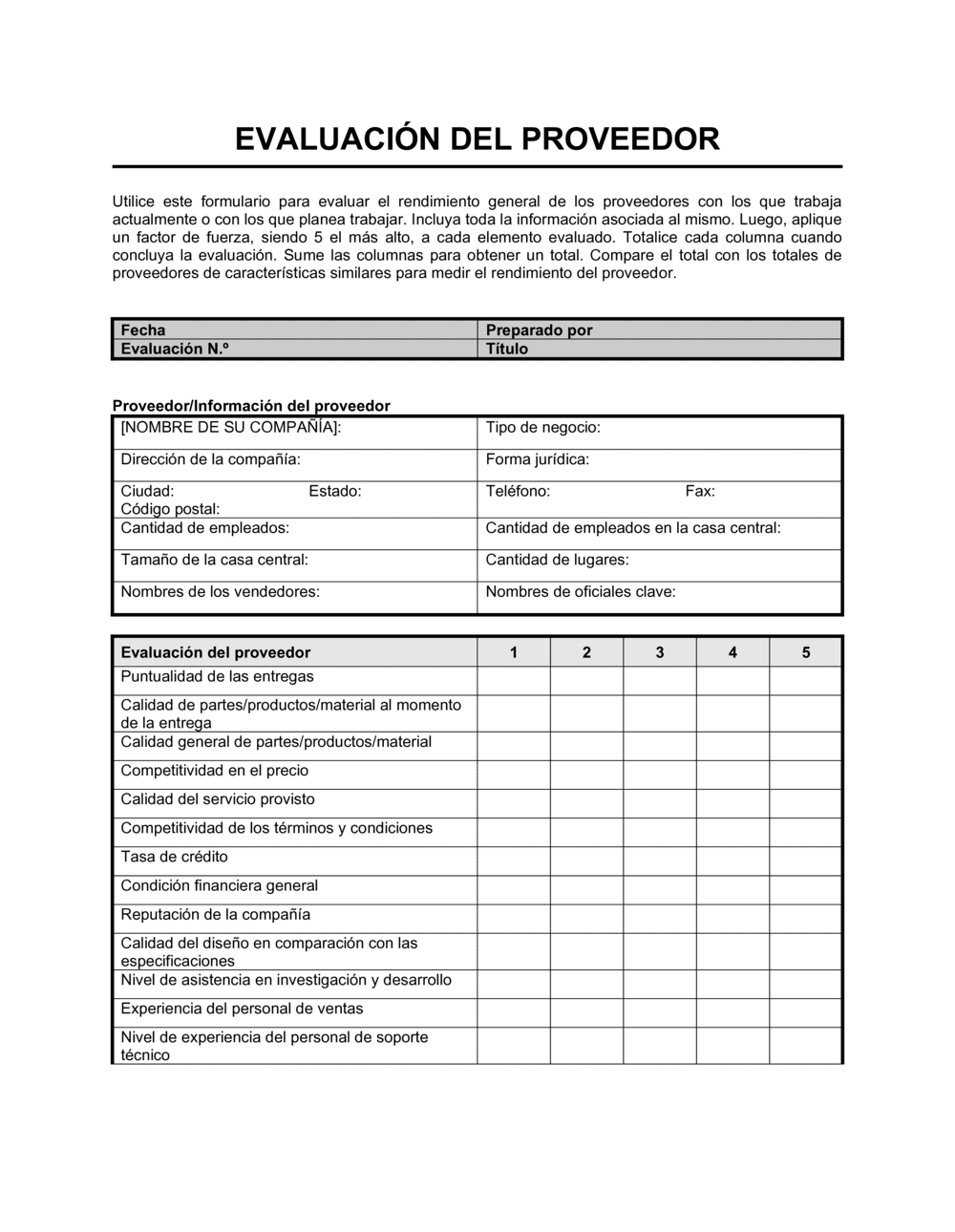 Business-in-a-Box's Evaluación del proveedor