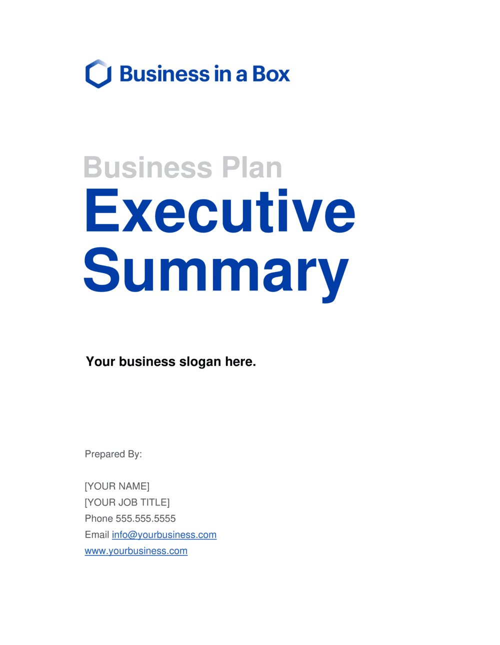 Executive Summary Template For Business Plan