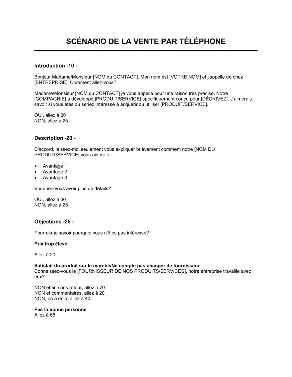 Business-in-a-Box's Exemple de scénario de vente par téléphone