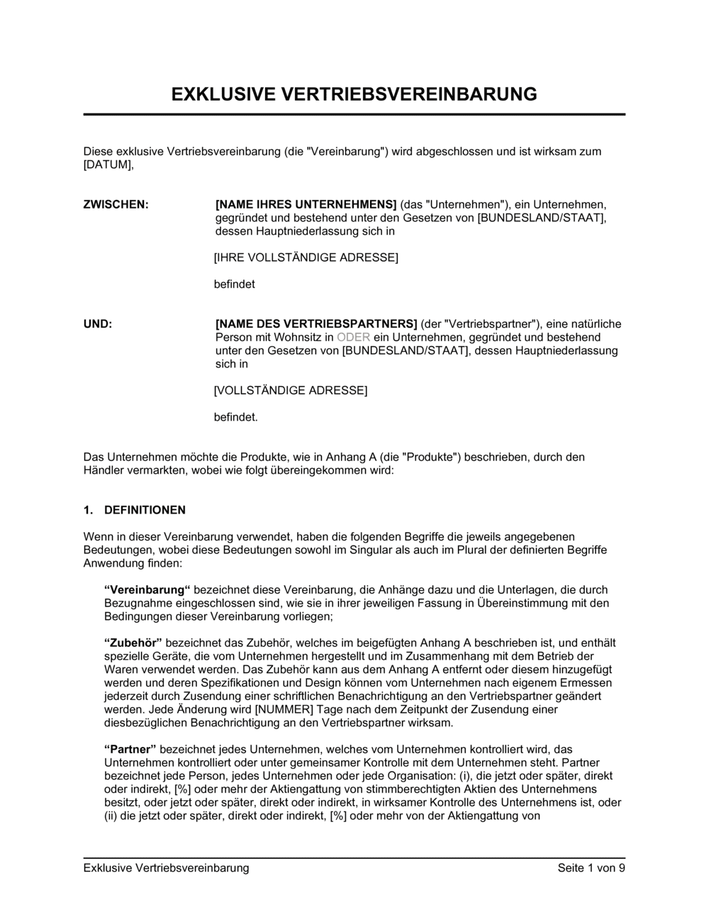 Business-in-a-Box's Exklusive Vertriebsvereinbarung