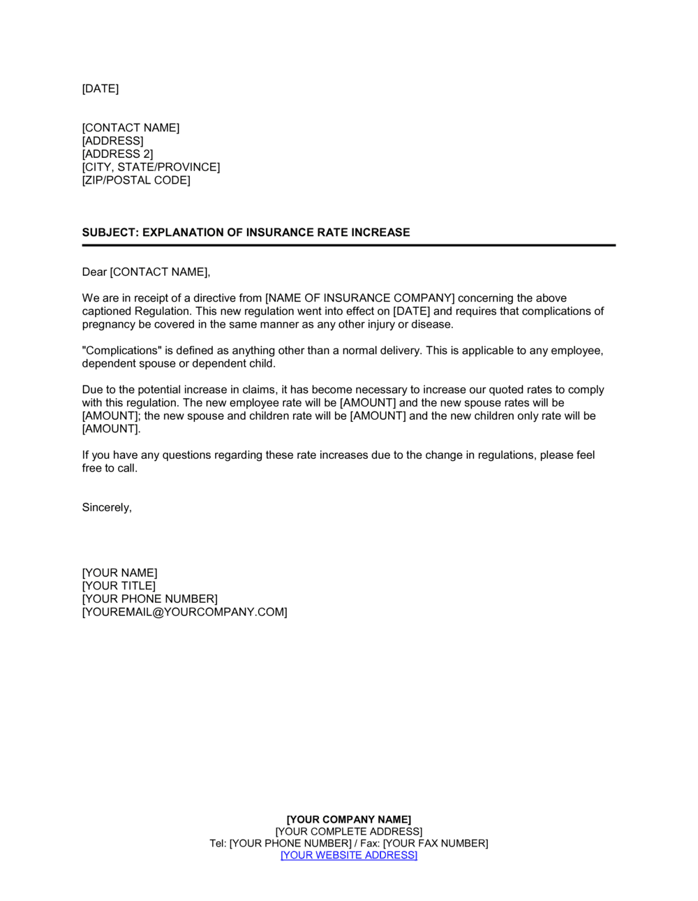 Health Insurance Premium Increase Letter To Employees Infoupdate
