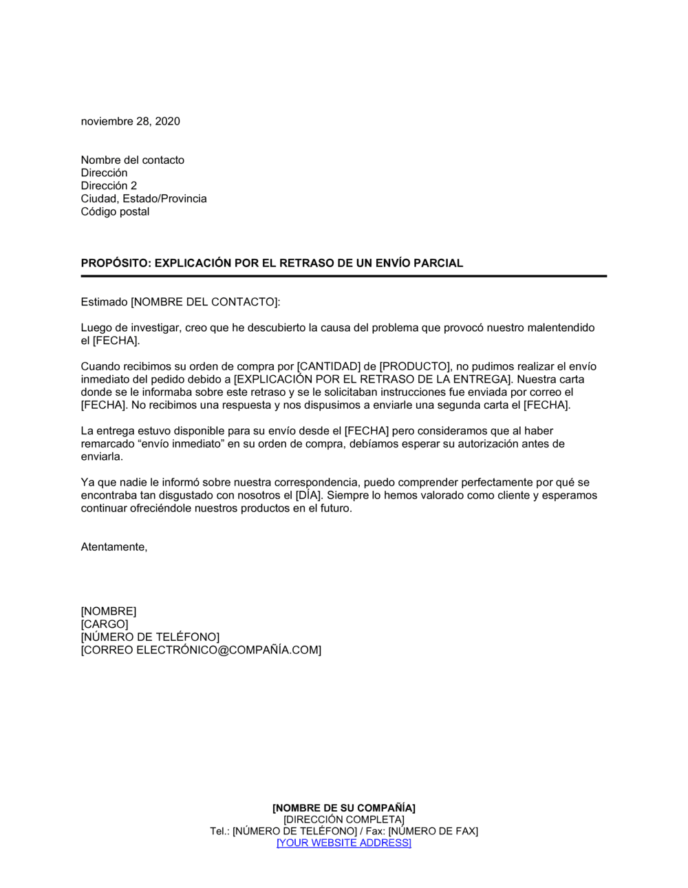 Business-in-a-Box's Explicación por el retraso del envío