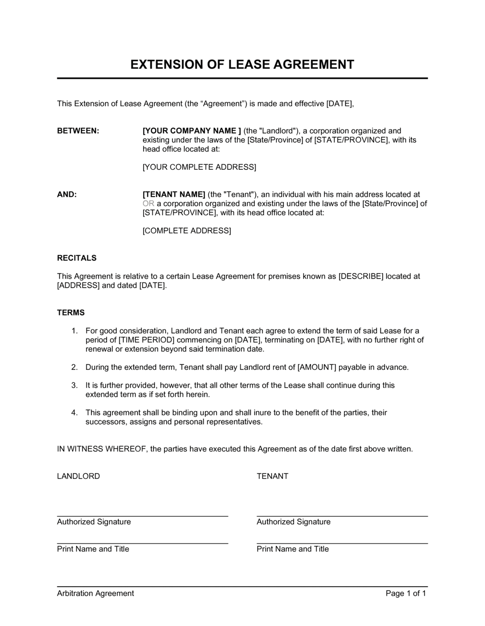 Extension of a Lease Template  by Business-in-a-Box™ Intended For Business Lease Proposal Template