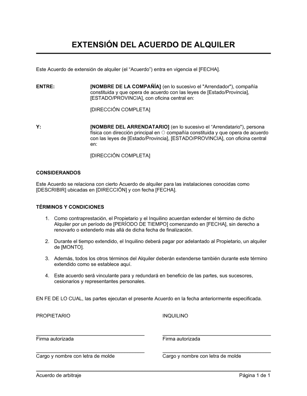 Business-in-a-Box's Extensión de un arrendamiento