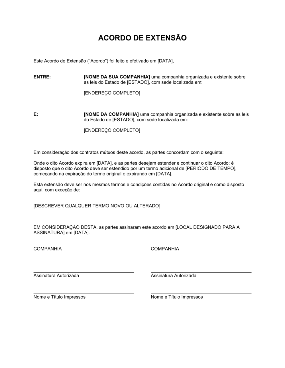 Business-in-a-Box's Extensão de Acordo