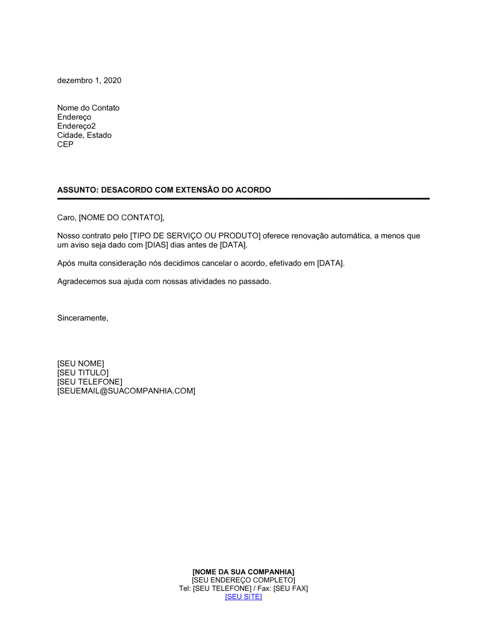 Business-in-a-Box's Extensão Declinada do Acordo