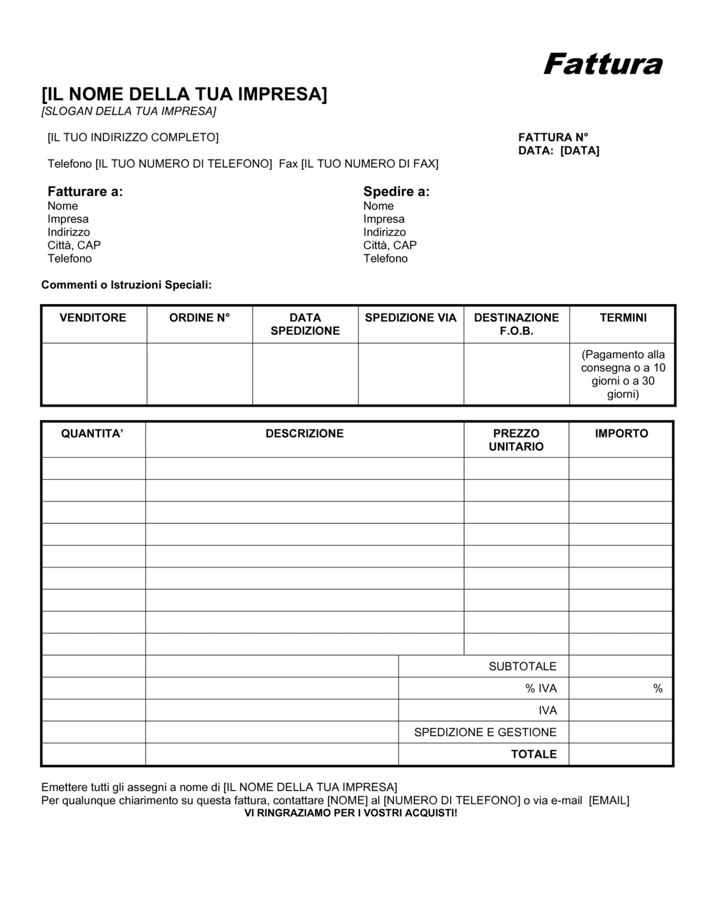 Business-in-a-Box's Fattura di vendita