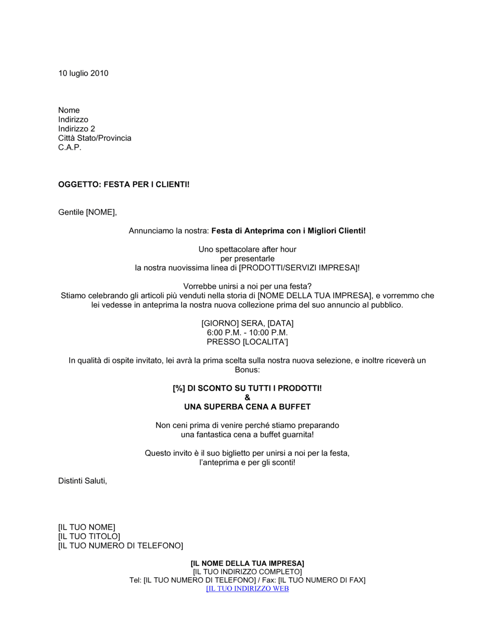 Business-in-a-Box's Festeggi con noi