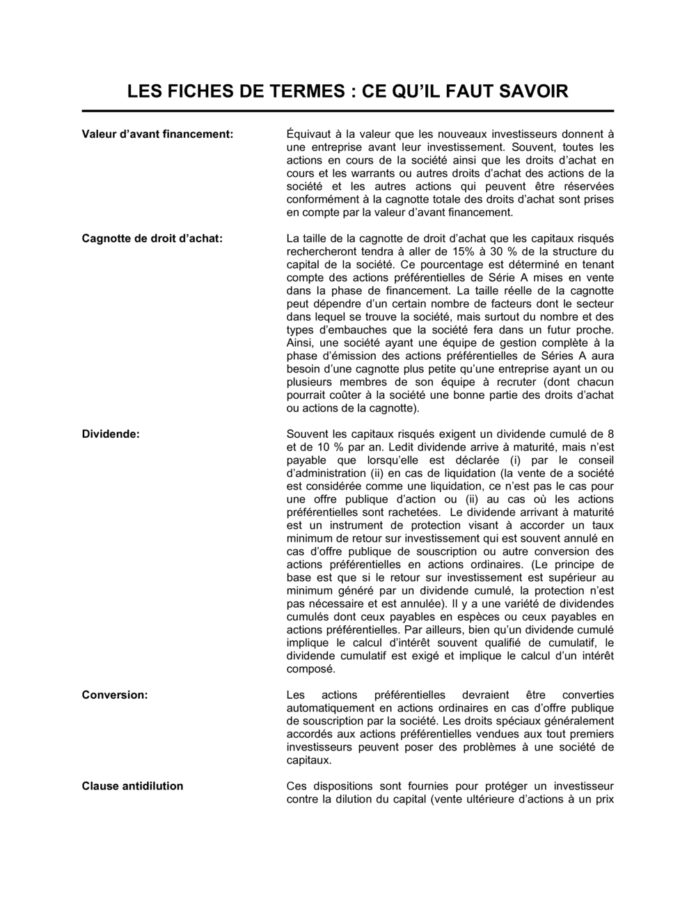 Business-in-a-Box's Fiches de termes Ce qu'il faut savoir