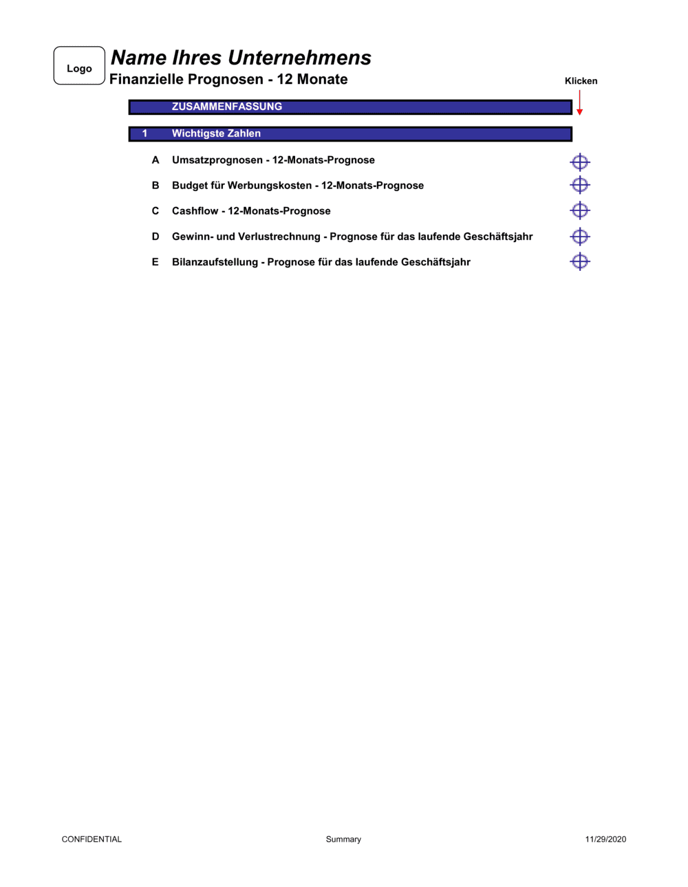 Business-in-a-Box's Finanzielle Prognose 12 Monate