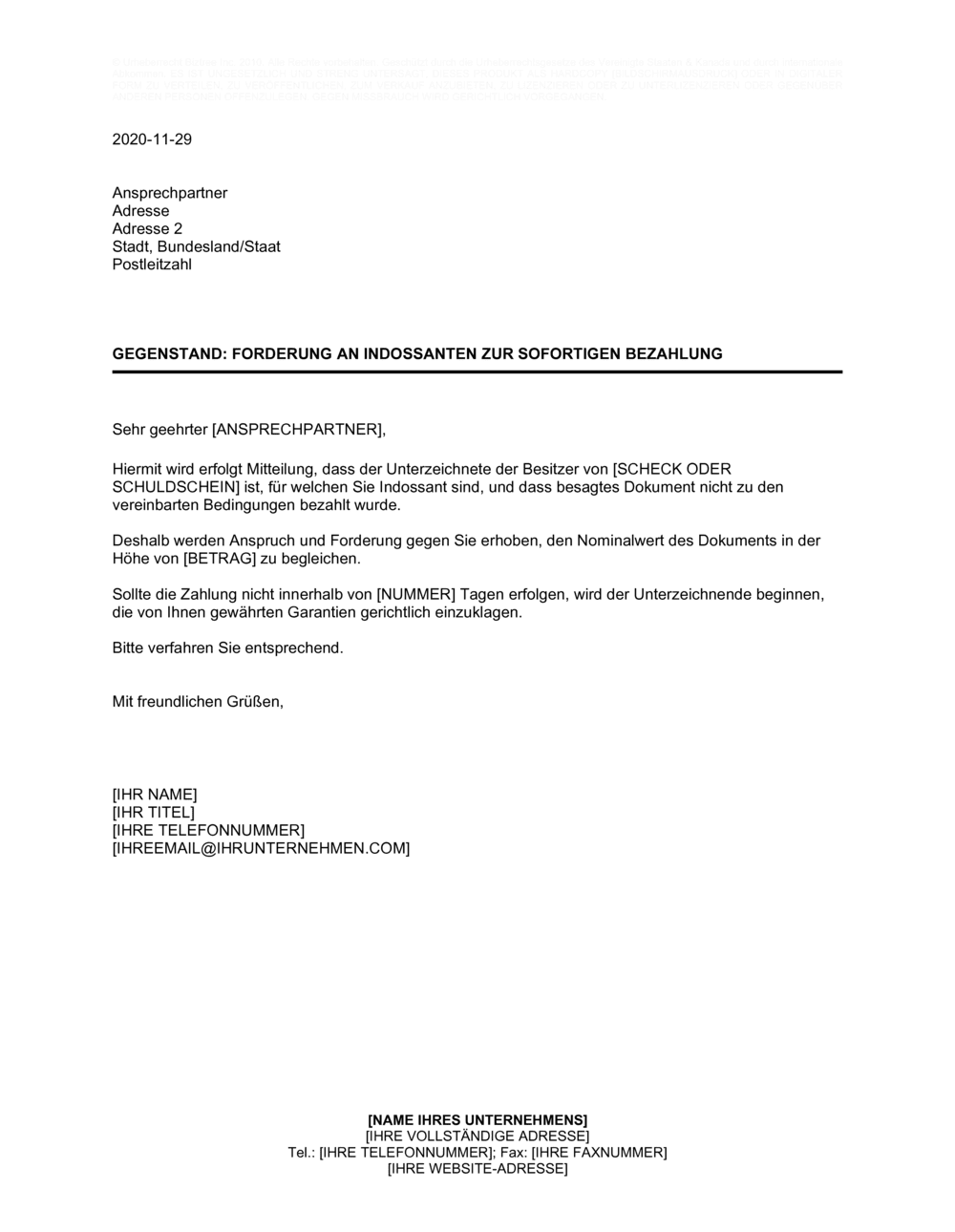 Business-in-a-Box's Forderung 1