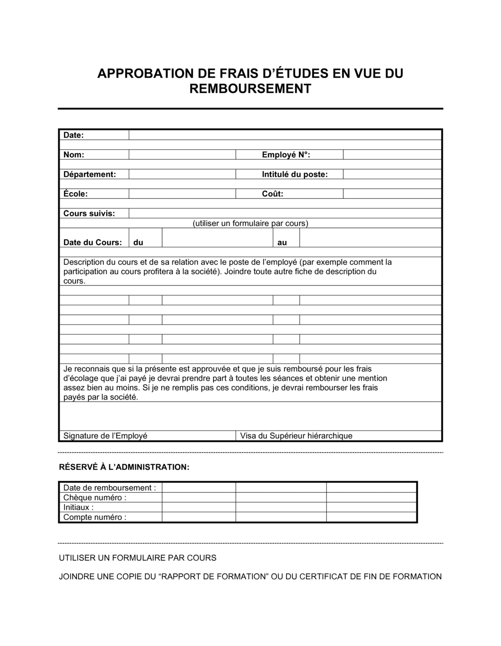 Business-in-a-Box's Formulaire de demande de prise en charge d'études