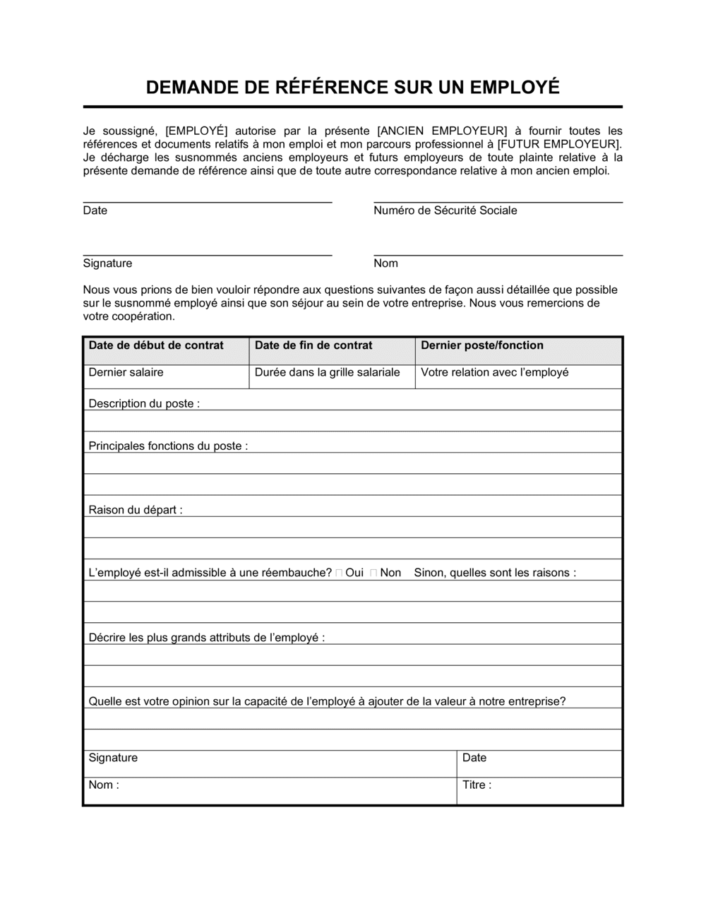 Business-in-a-Box's Formulaire de demande de références