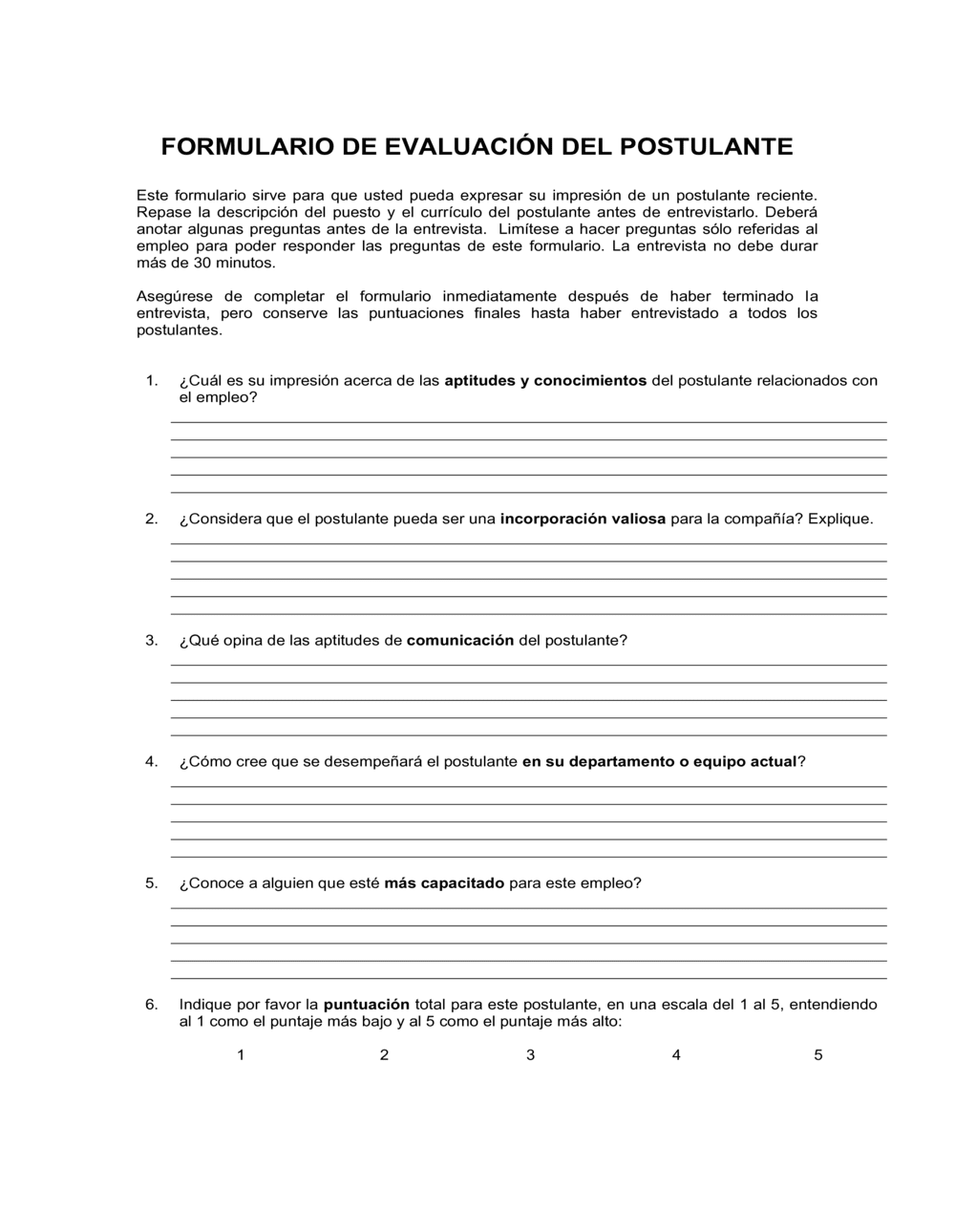 Business-in-a-Box's Formulario de preguntas para evaluar al postulante