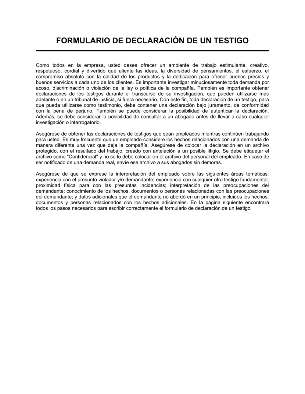 Business-in-a-Box's Formulario para declaración de testigo