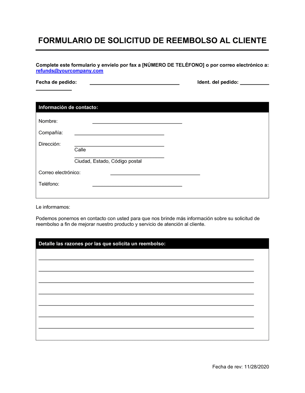 Business-in-a-Box's Formulario para solicitar reintegros