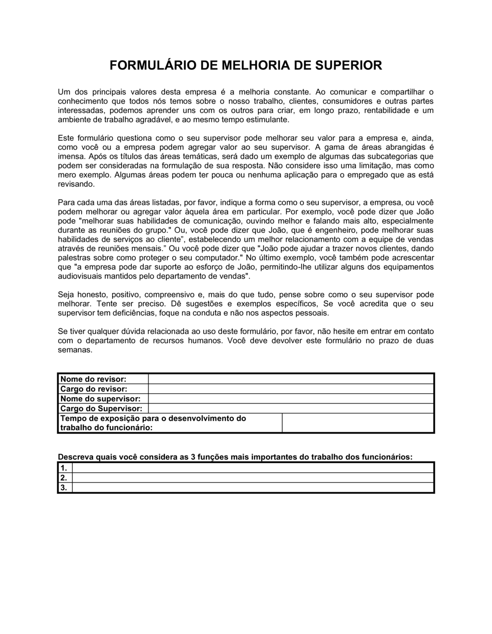 Business-in-a-Box's Formulário de Melhoria Superior