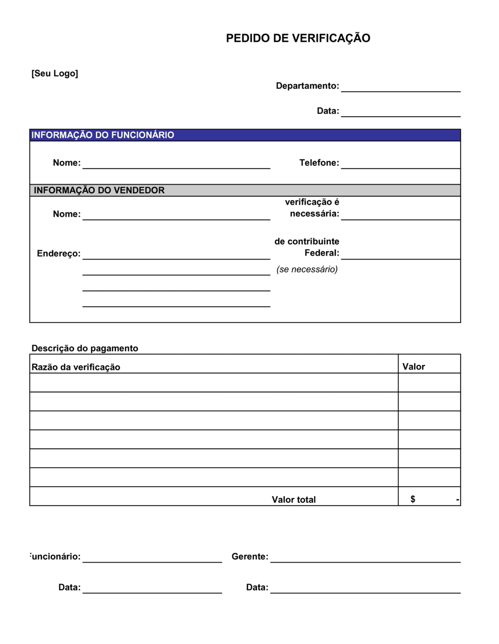 Business-in-a-Box's Formulário de Pedido de Cheque