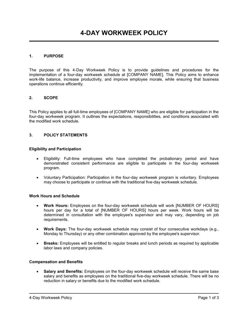 Business-in-a-Box's Four-Day Work Week Policy Template