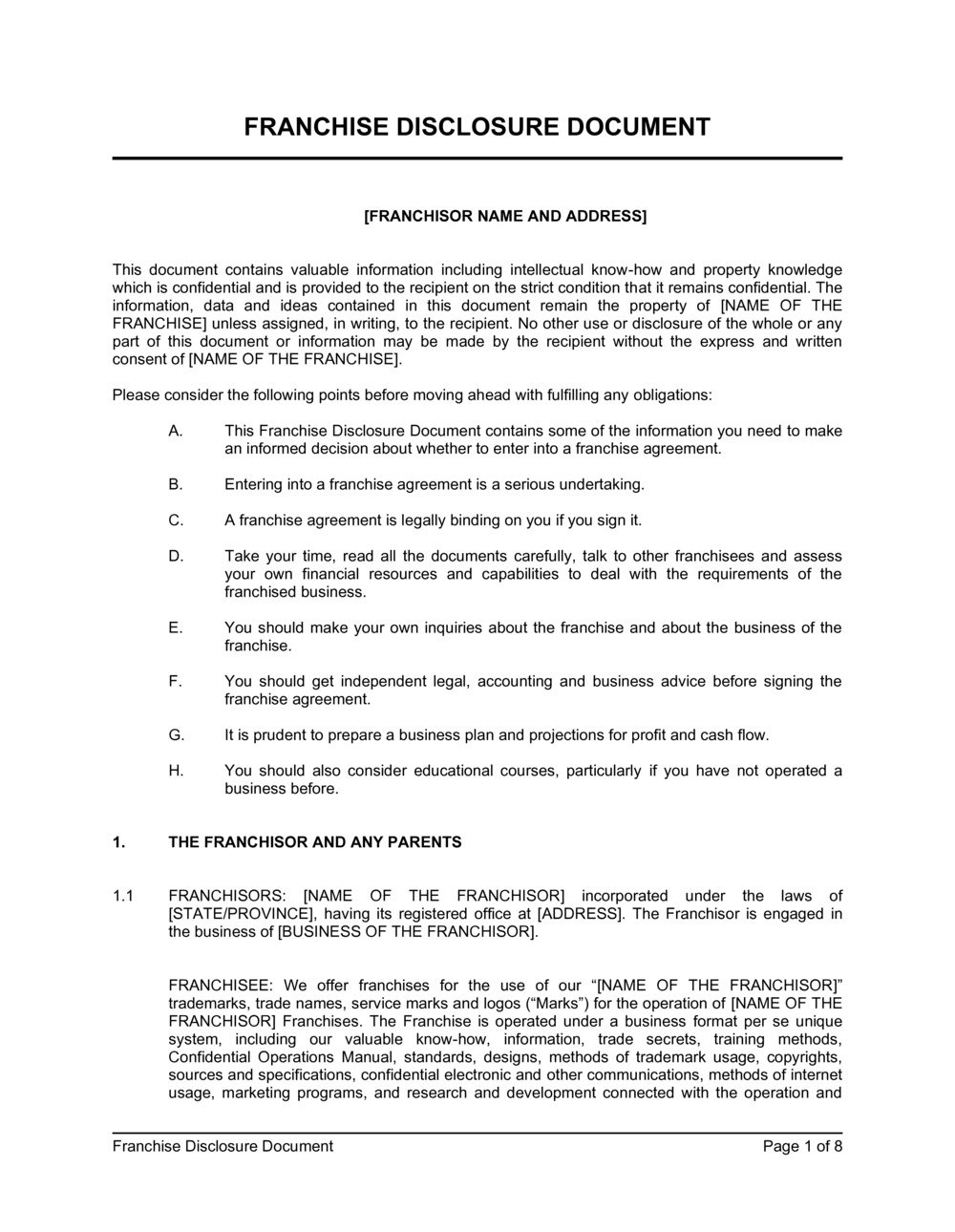 franchise-disclosure-document-template-download