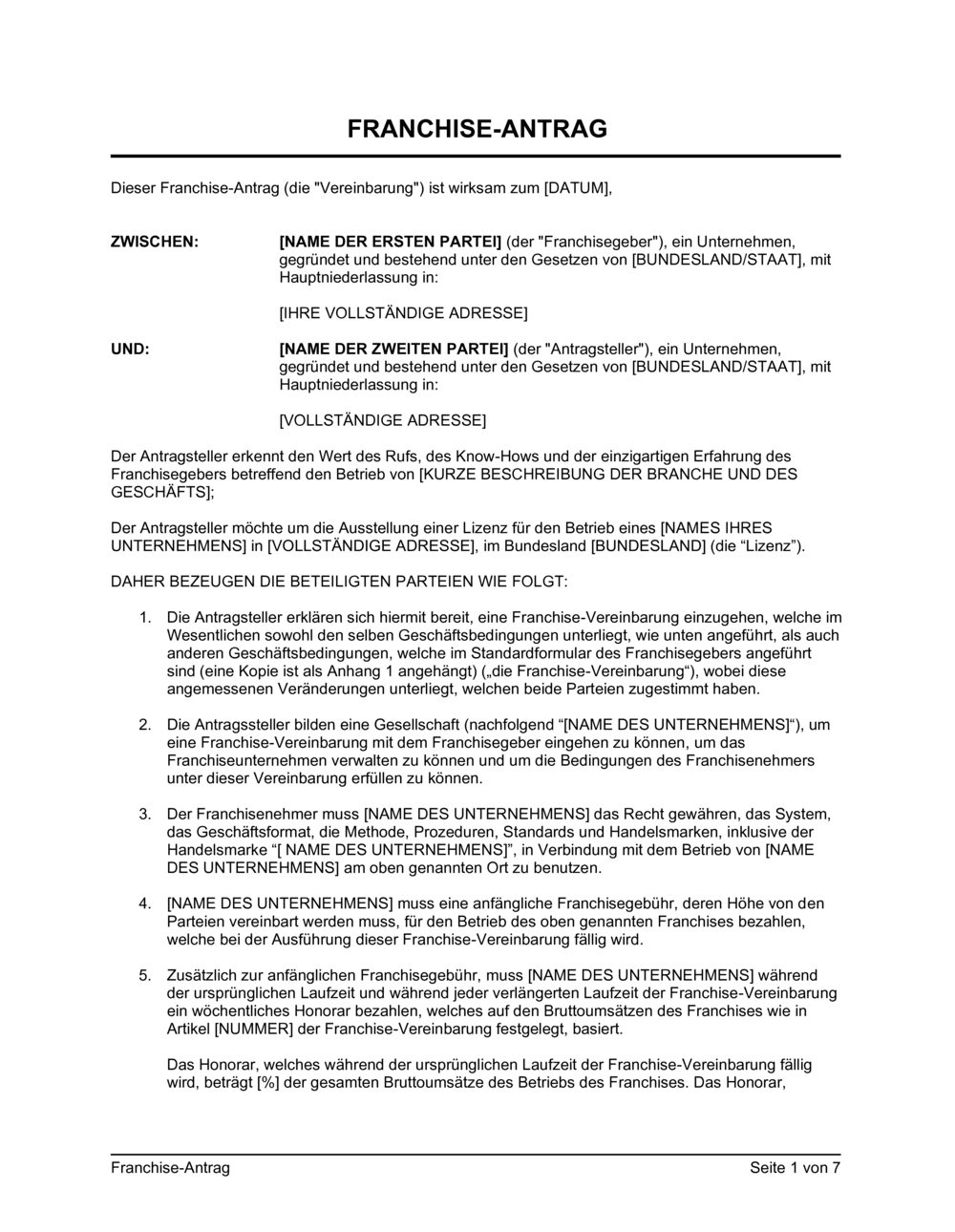 Business-in-a-Box's Franchise Antrag