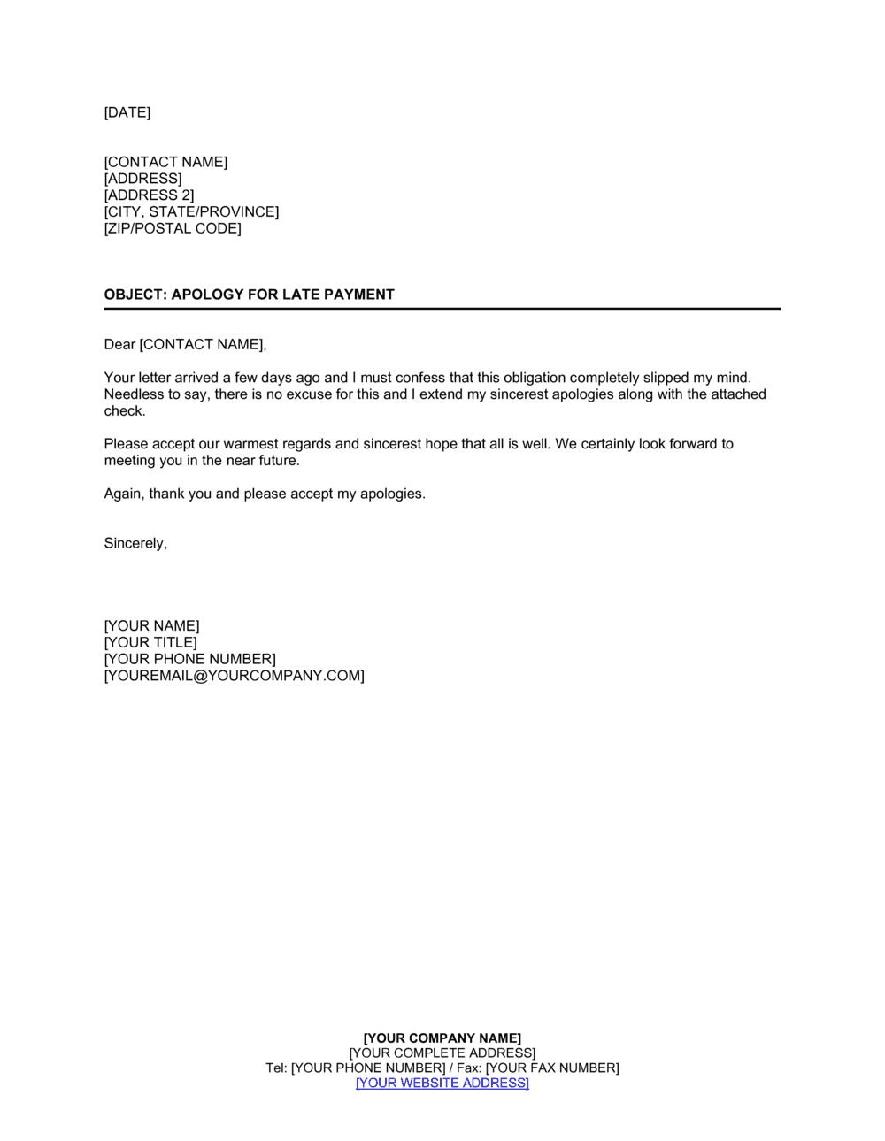 Apology Letter For Being Late from templates.business-in-a-box.com