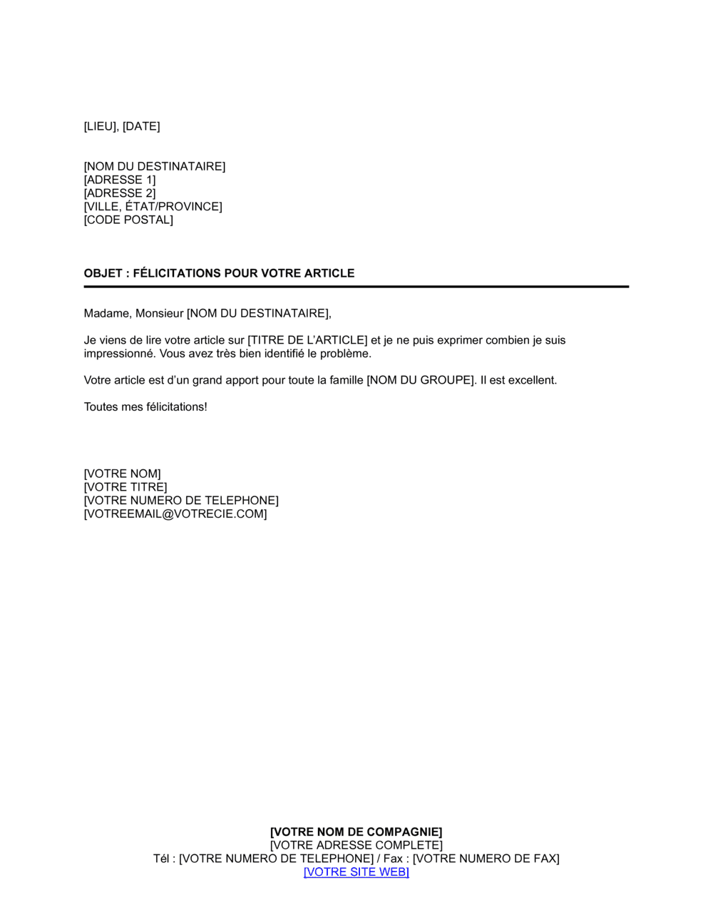 Business-in-a-Box's Félicitations pour un article