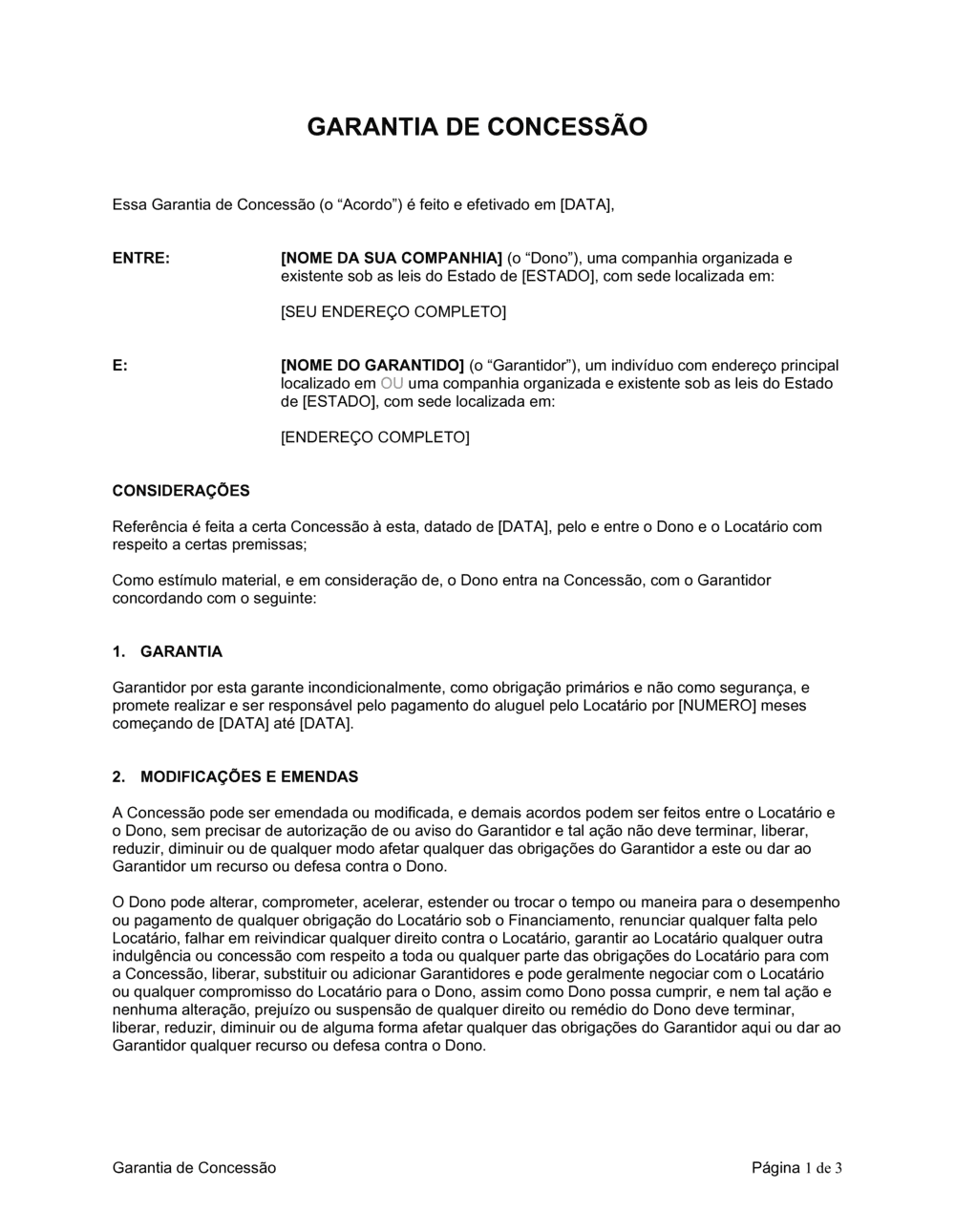 Business-in-a-Box's Garantia de Concessão