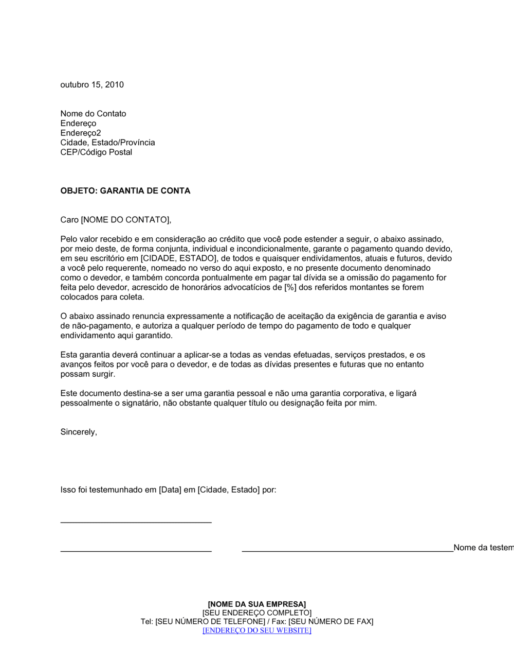 Business-in-a-Box's Garantia de Conta