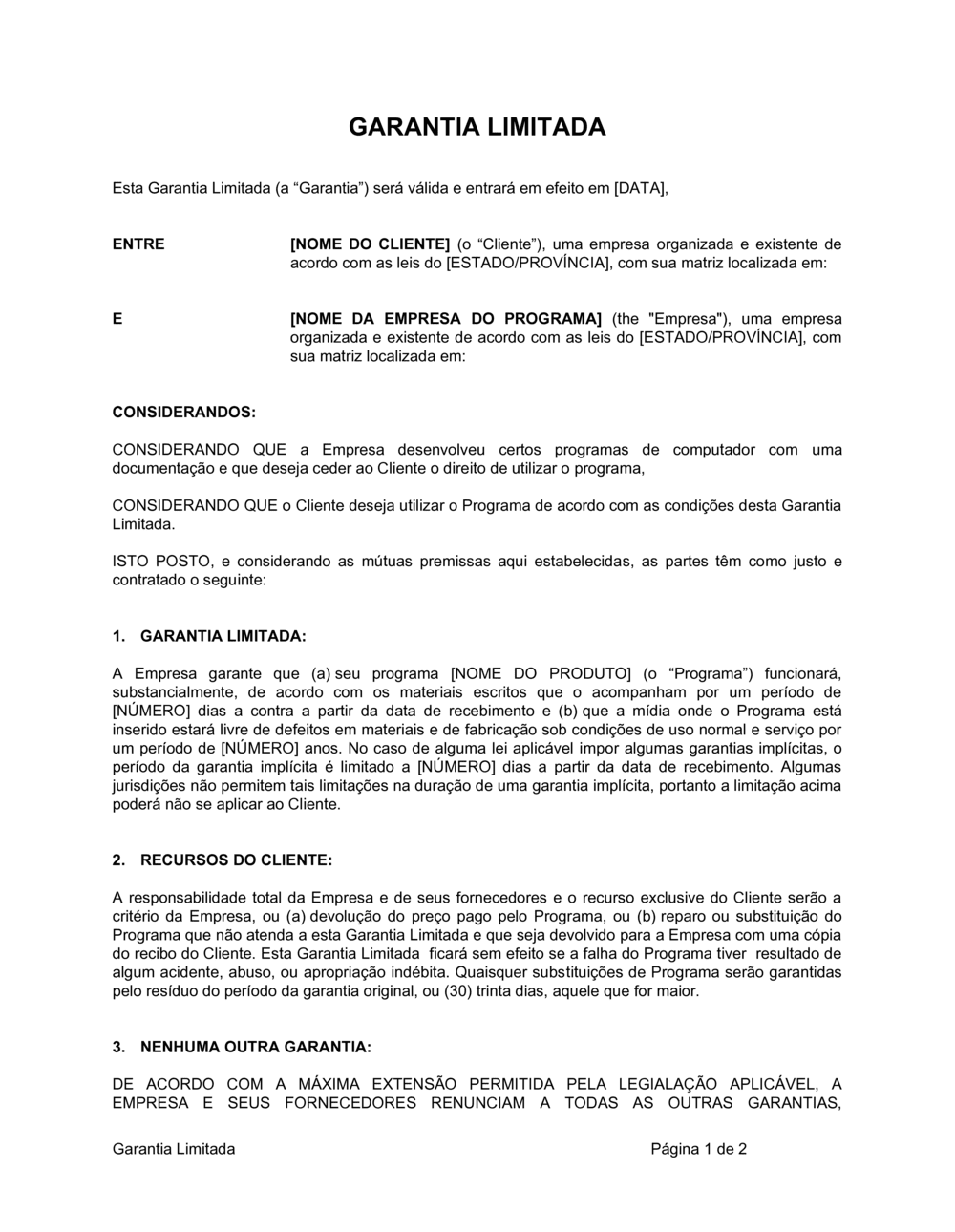 Business-in-a-Box's Garantia Limitada