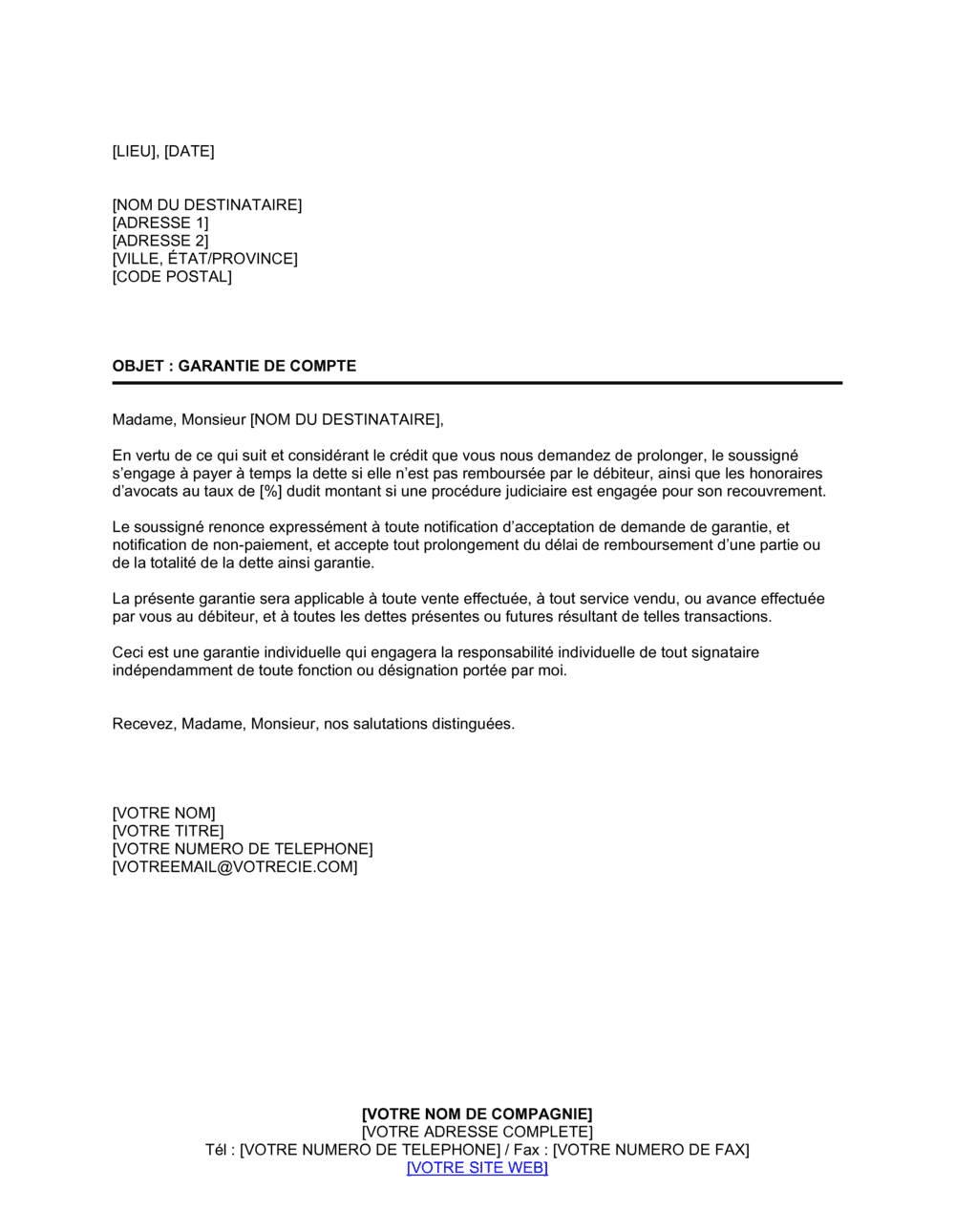 Business-in-a-Box's Garantie de compte