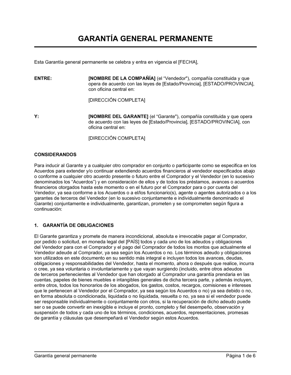 Business-in-a-Box's Garantía general permanente