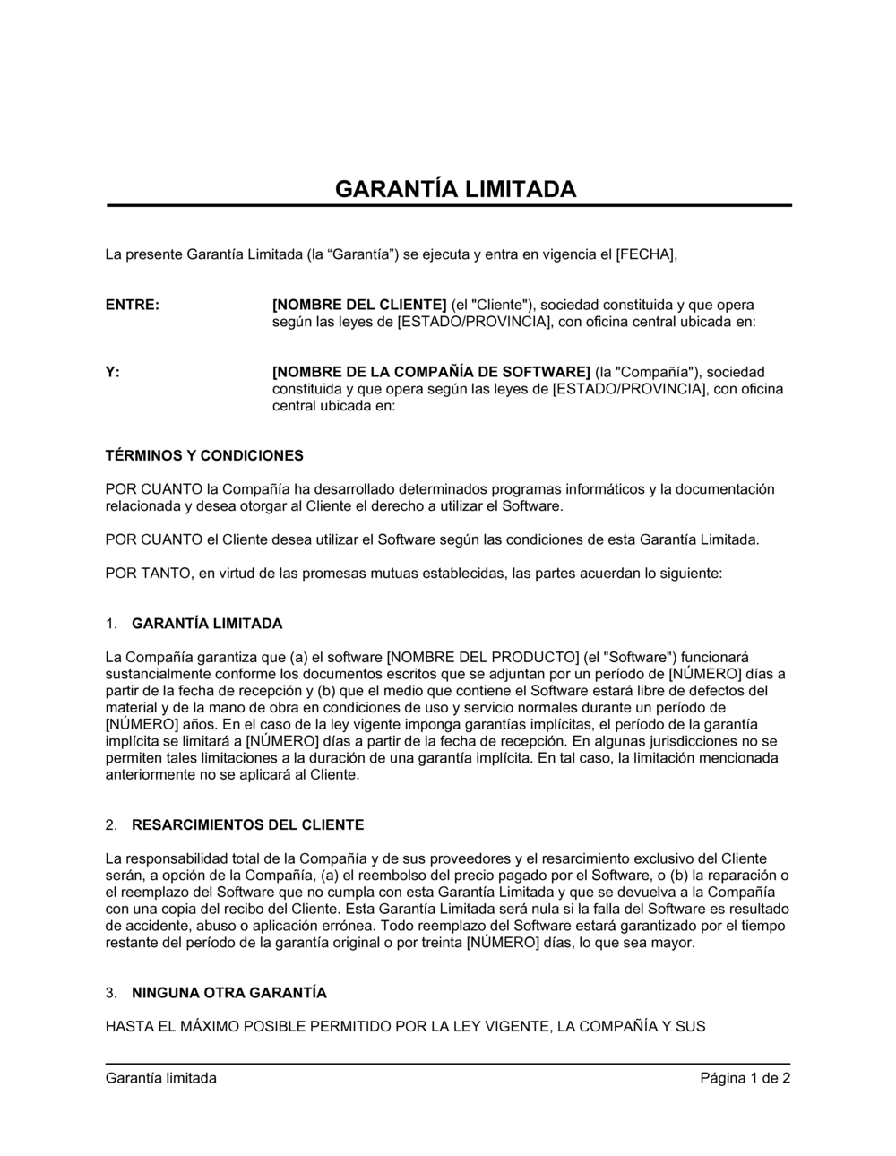 Business-in-a-Box's Garantía limitada