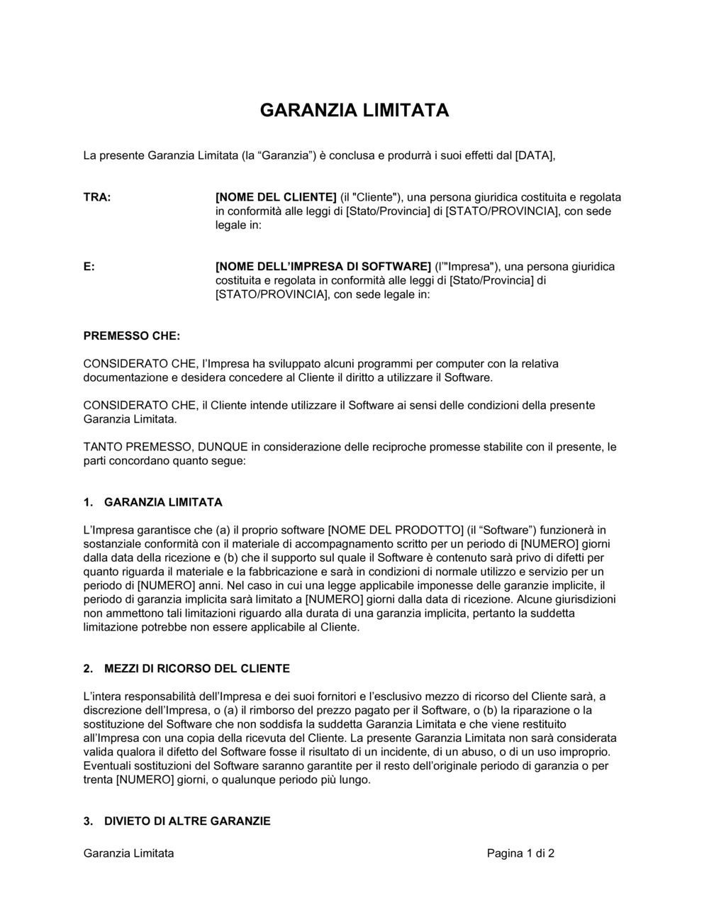 Business-in-a-Box's Garanzia limitata