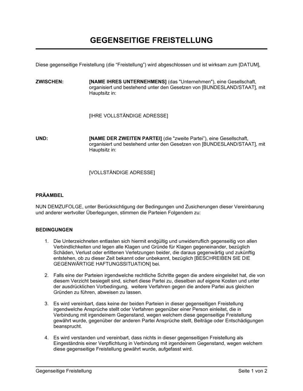 Business-in-a-Box's Gegenseitige Freistellung