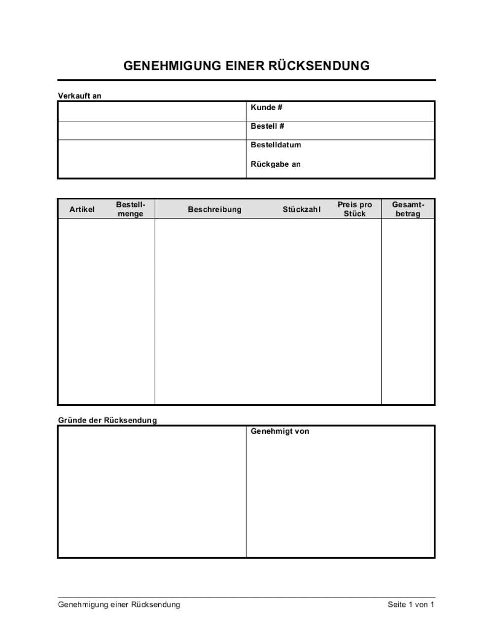 Business-in-a-Box's Genehmigung einer Rücksendung