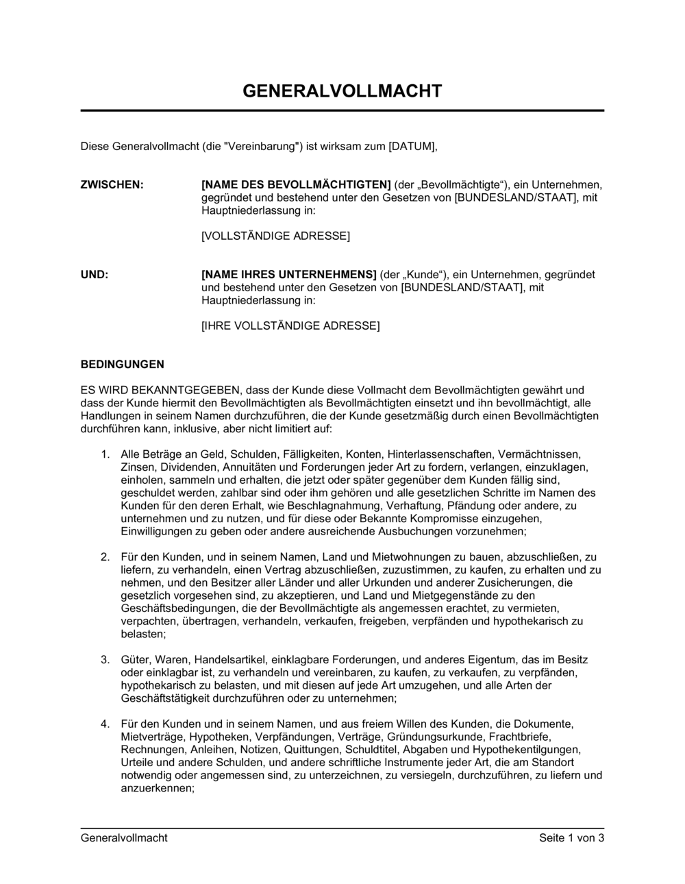 Business-in-a-Box's Generalvollmacht