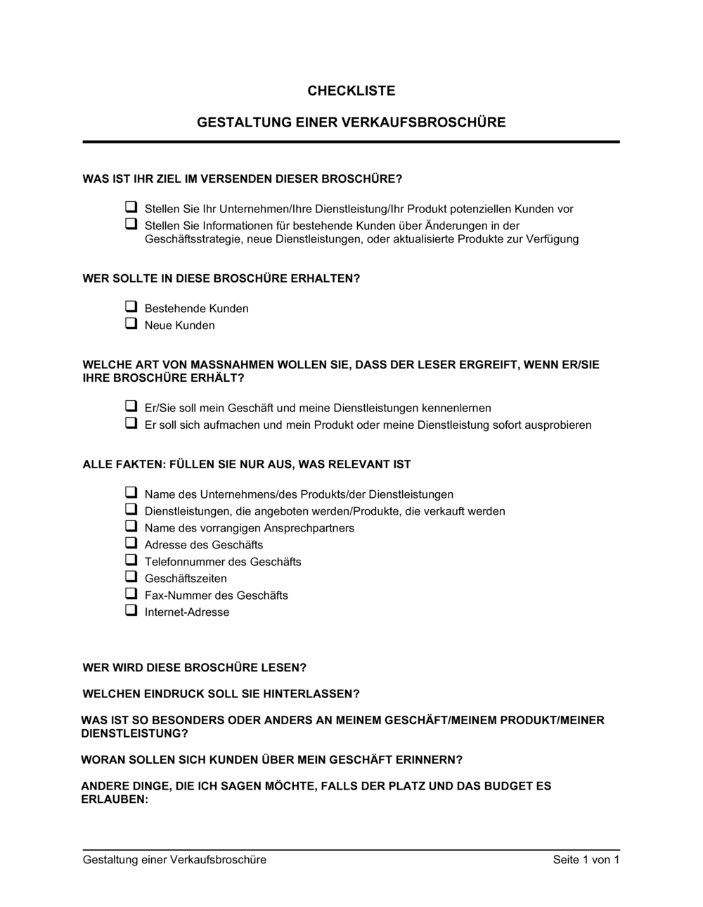 Business-in-a-Box's Gestaltung einer Verkaufsbroschüre