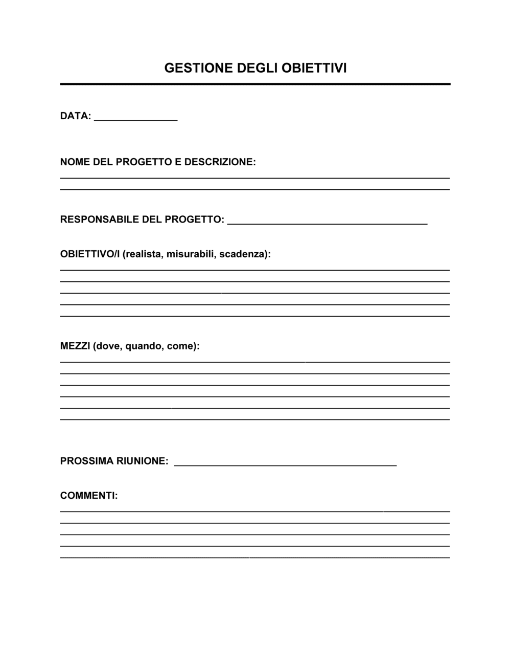 Business-in-a-Box's Gestione degli obiettivi